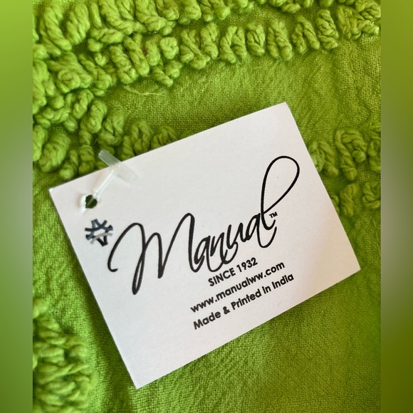 NWT Tufted Cotton Chenille Runner Manual Brand LIME GREEN Farmhouse Chic - Picture 5 of 8
